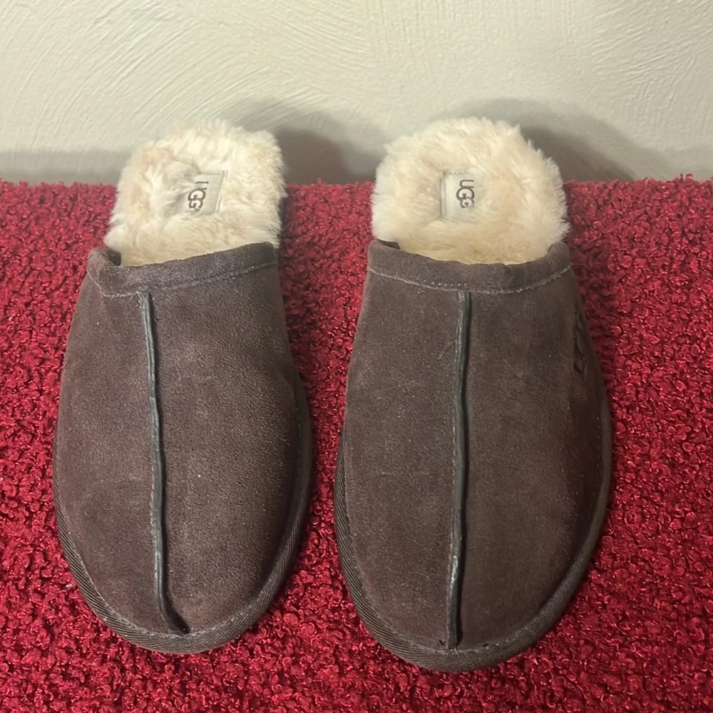 UGG Scuff Brown suede Slippers Size 11 - Picture 2 of 13